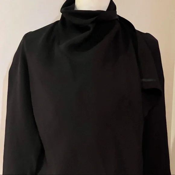 Morgane Le Fay Black Silk Asymmetrical Drape Front Jacket, size S - Picture 5 of 14